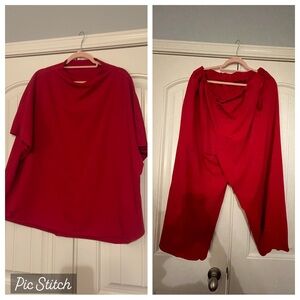 Red Two Piece Lounge Set XL Cropped Pants